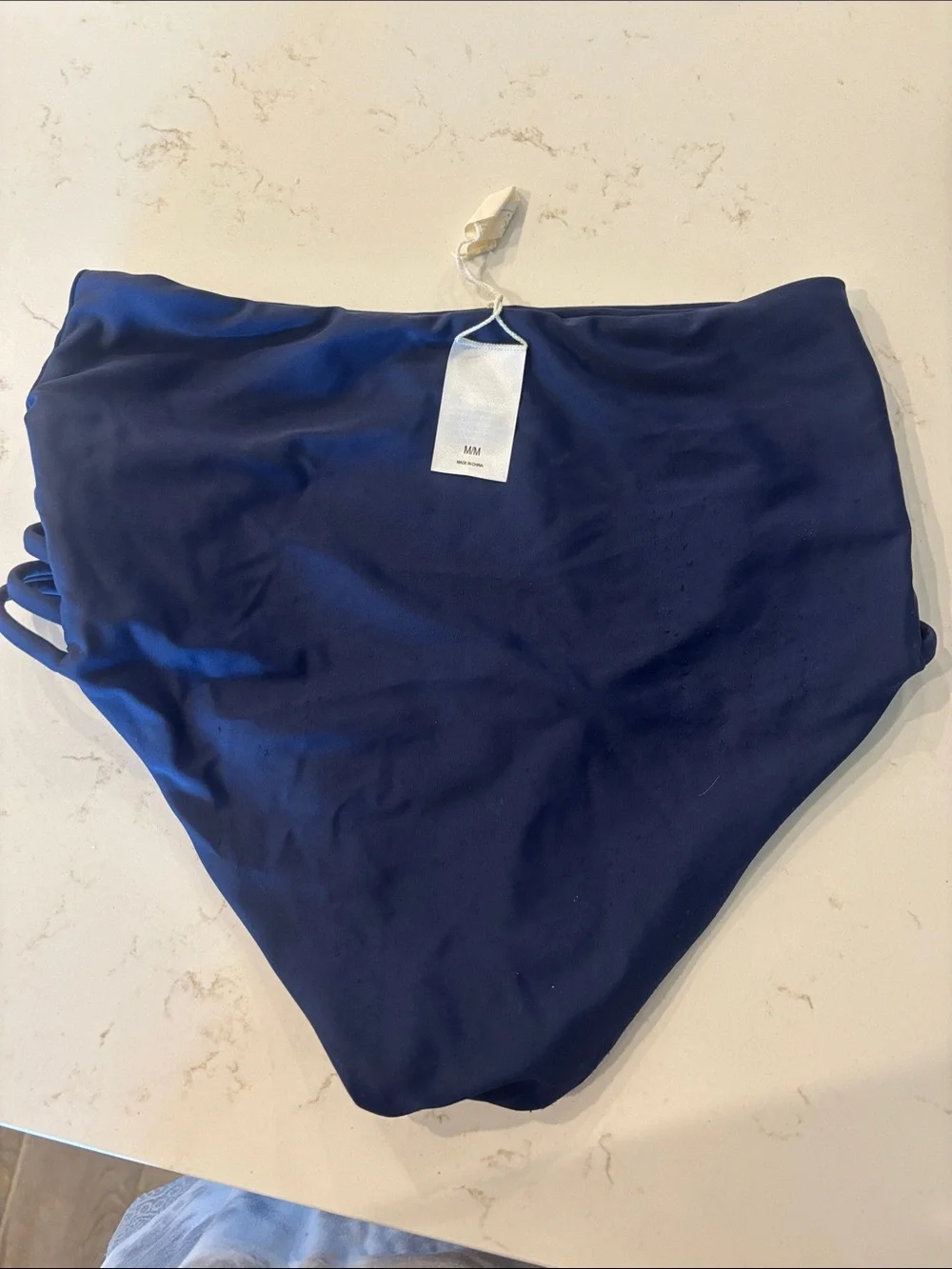 Tori Praver Swimwear Navy Blue Strappy High-Waist Bikini